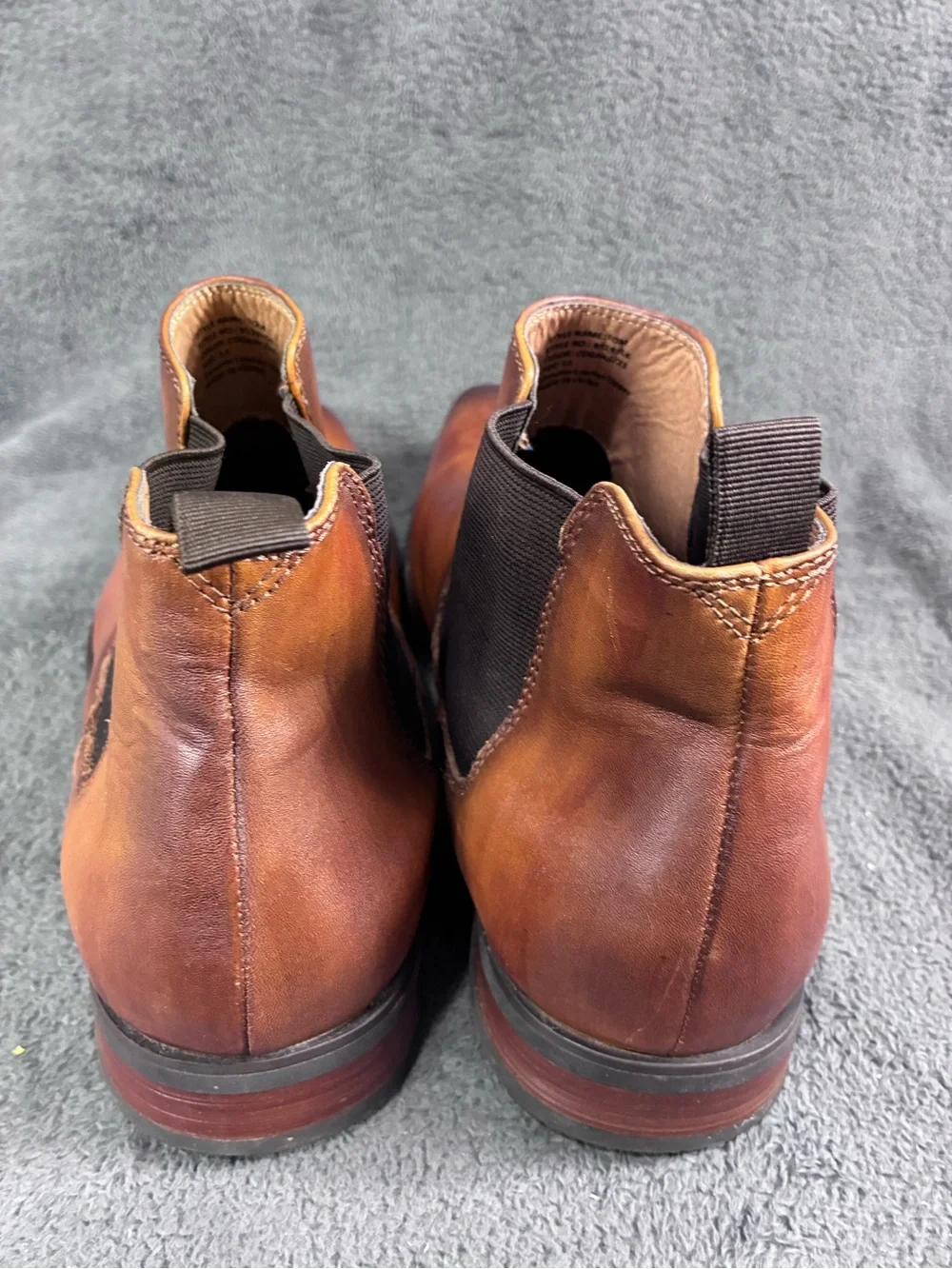 Men’s La Milano Cognac Leather Chelsea Boots Size 13 Burnished Elastic Slip-On